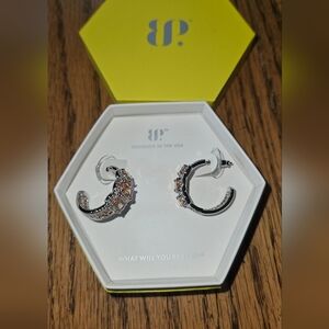 Bomb Party dark Smokey And Smokey Topaz Cubic Zircornia Earrings.